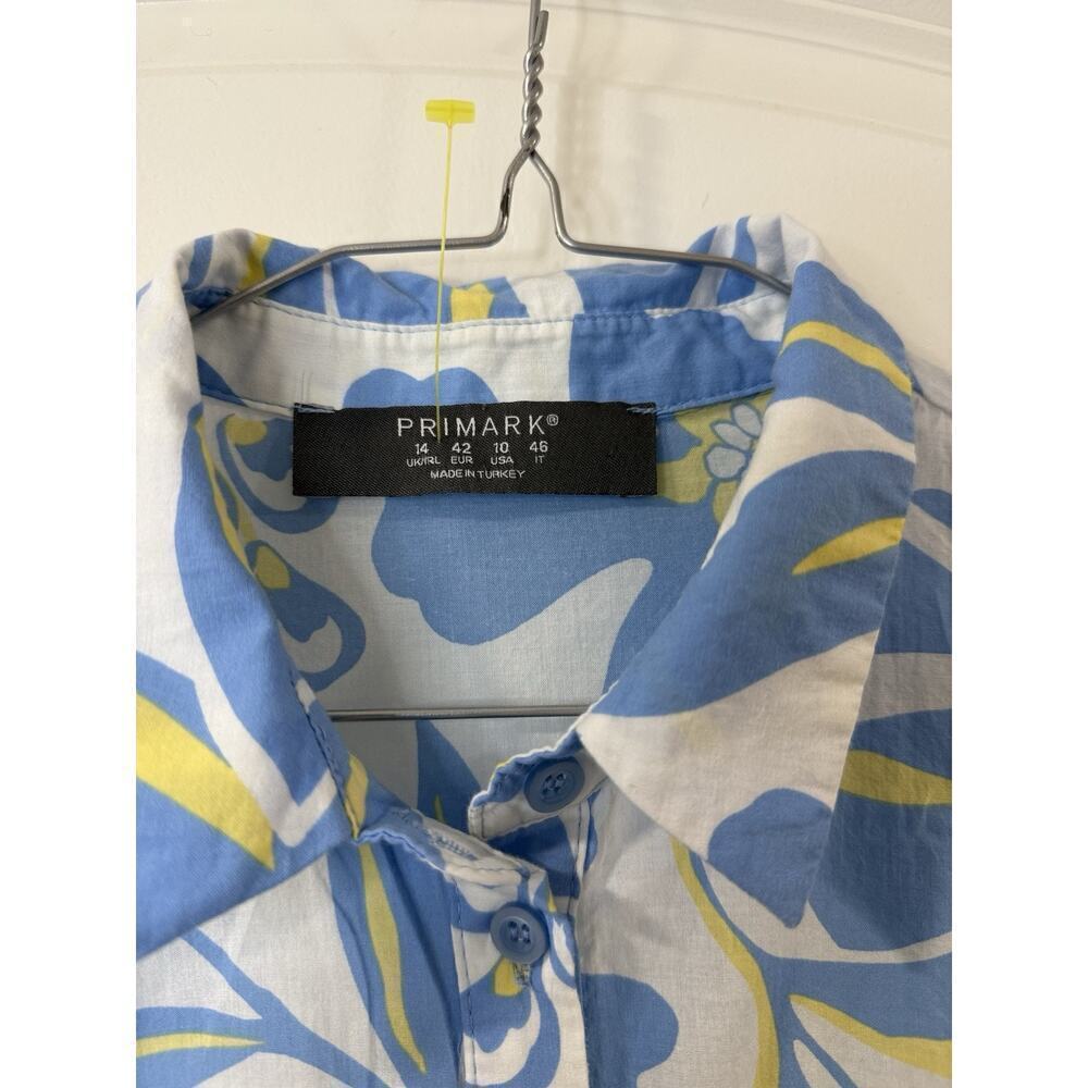 Primark Floral Button-Front Fit & Flare Dress Women’s 10 Blue White Yellow - Picture 6 of 12